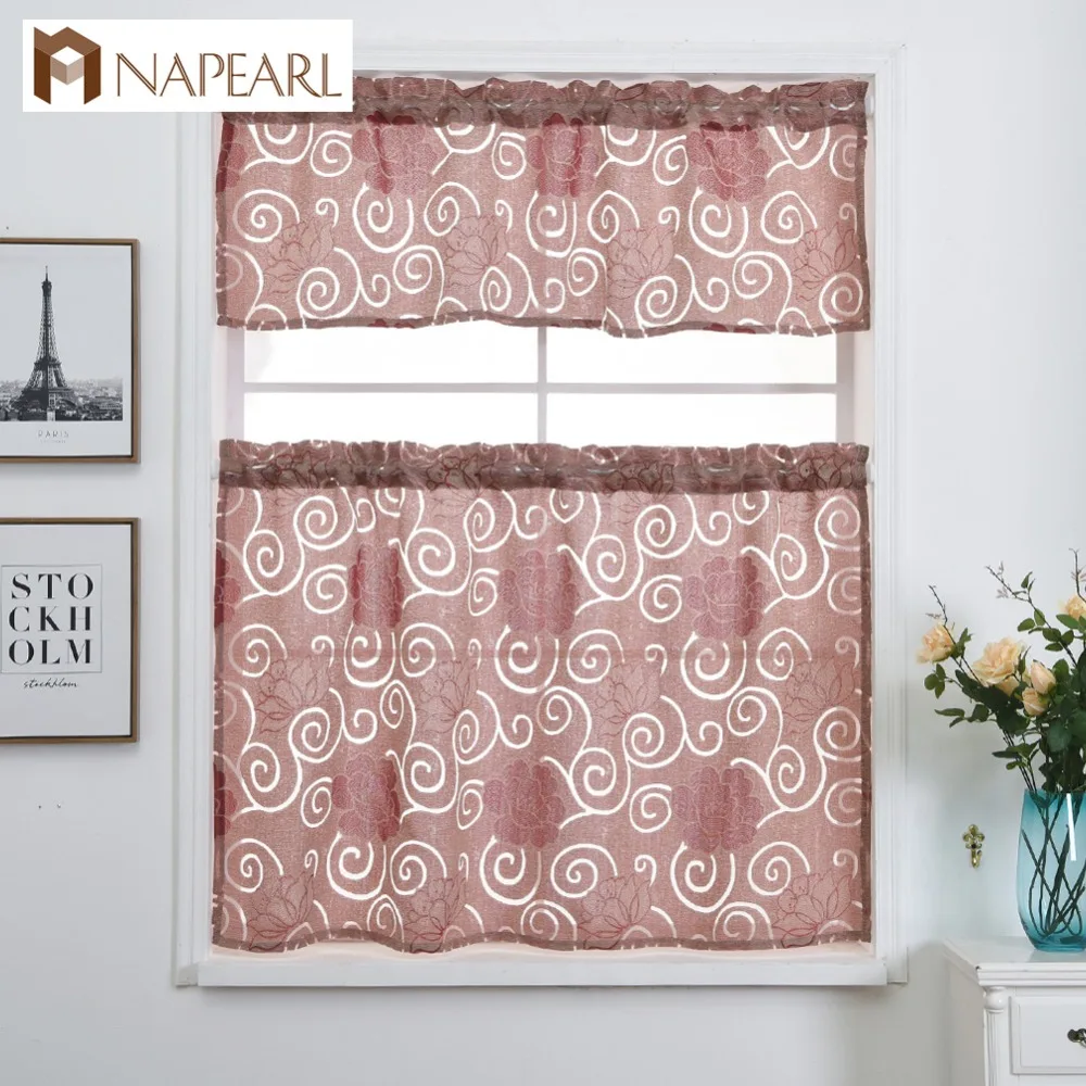 NAPEARL кухонный занавес жаккардовый дизайн стержень Карманный короткий ламбрекен