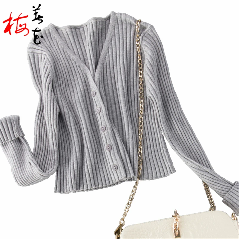 2017 Partysu Контраст Новая Осень Зима Женщины Кашемир Кардиган Верхняя Одежда С