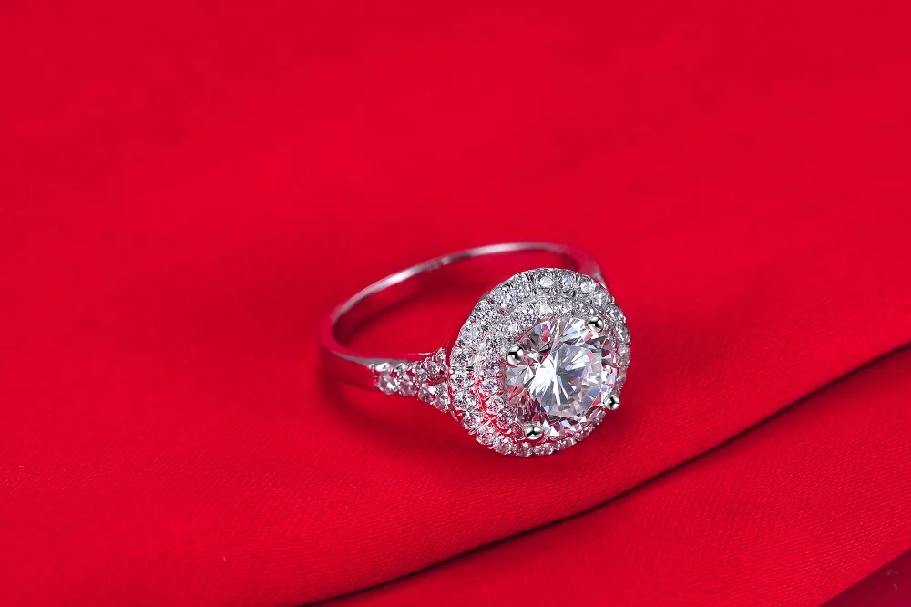 Хорошее качество 2Ct круглое кольцо из синтетического диаманта женское твердое