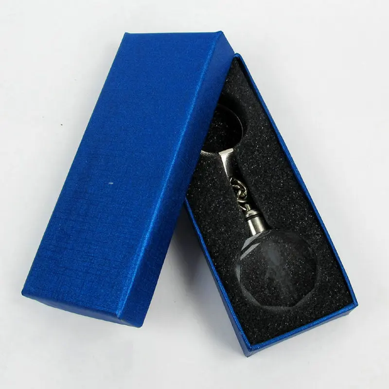 

Customized Auto Logo K9 Crystal Key Chains Gift Car King Decoration Laser Engraved Patterns with LED Colorful Light