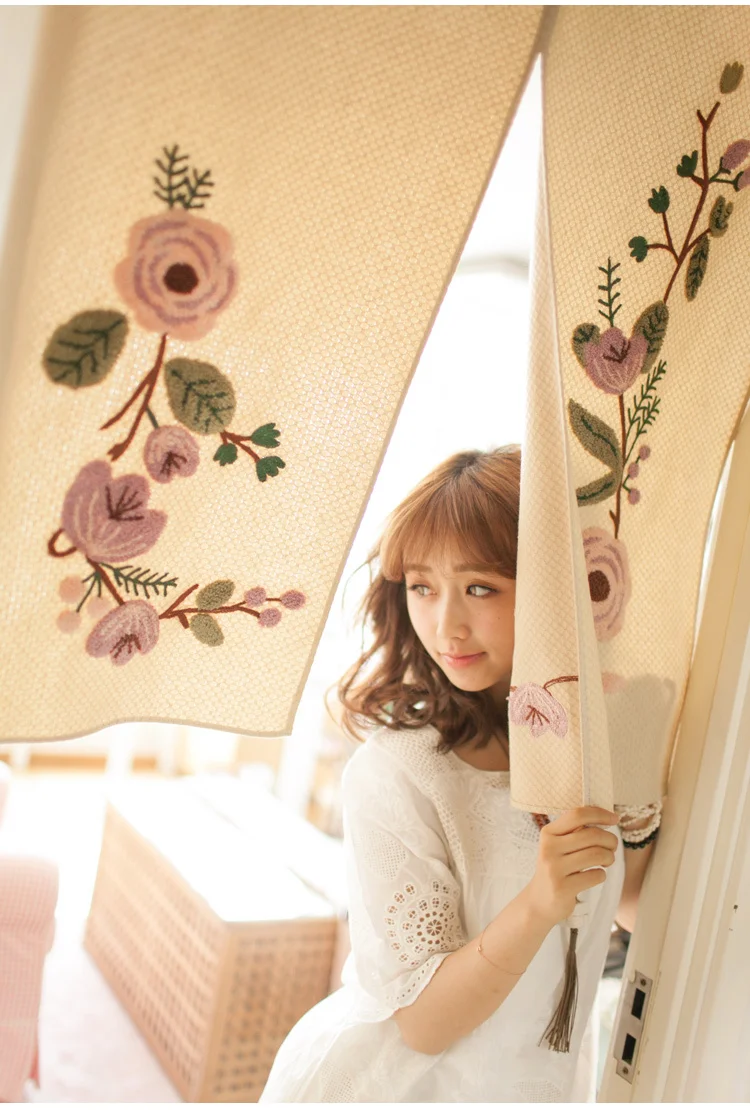 Хлопковые дверные занавески в японском стиле красивые цветы ручной работы чехлы