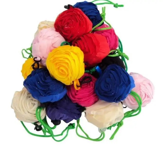 

Rose Flower Reusable Portable folding bag Waterproof Reusable Eco Shopping Travel Shoulder Bag Pouch Jewelry Packaging Pouches