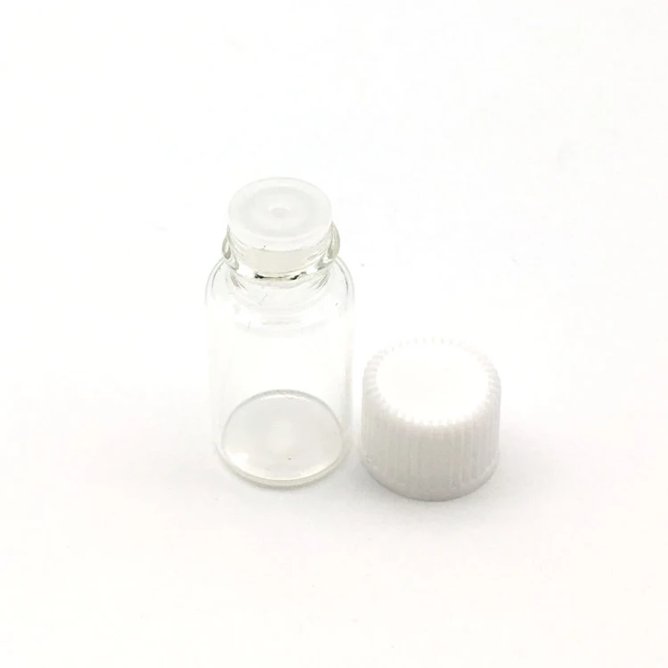 3ml Clear With White 5 шт. 1 мл 2 мл 3 мл 5 мл мини Янтарная жидкая стеклянная бутылка с отверстием редуктора и крышкой маленькие флаконы для эфирных масел - Цвет: 3ml Clear With White