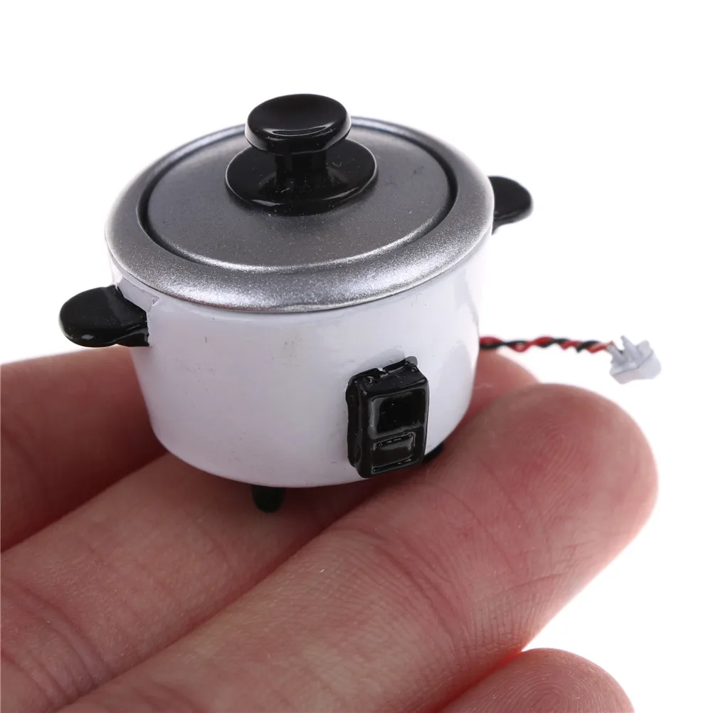 

1/12 Doll House Kitchen Scene Props To Play Metal Rice Cooker Pocket Model 1:12 Scale Dollhouse Miniature Accessories
