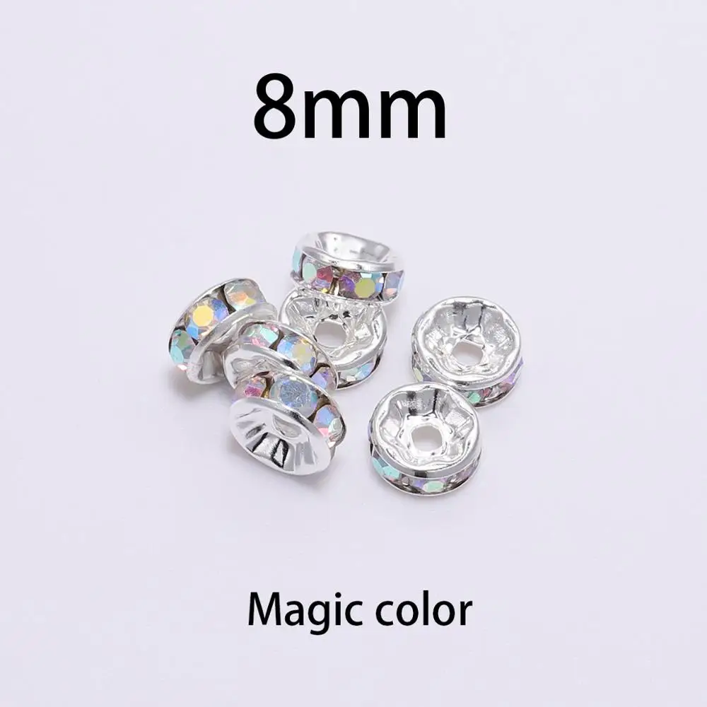 Magic color-8mm 50 шт./лот 8 мм Стразы Rondelles кристалл свободный разделитель бисер Шарм бусины для DIY ручной работы ювелирных изделий - Цвет: Magic color-8mm