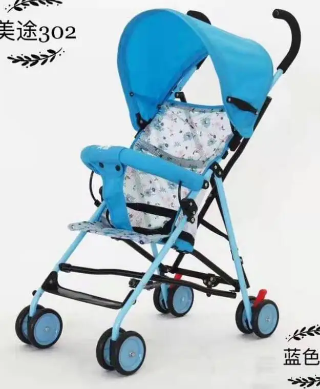 Sky Blue Новая детская коляска на четырех колесах, детская коляска на колесиках, легкая переносная коляска для путешествий, детская коляска - Цвет: Sky Blue