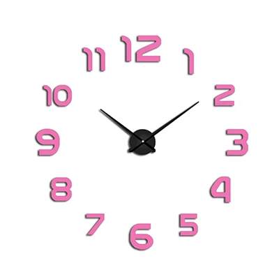 Новые часы настенные часы horloge 3d diy акриловые зеркальные наклейки для украшения дома гостиная кварцевые иглы - Цвет: Pink