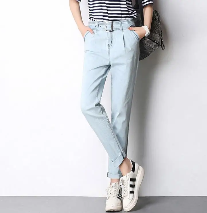 

new women's jeans harem pants women jeans denim pants summer casual pants belt