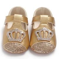 baby shoes spring autumn pu newborn baby girl princess shoes pu crown bling princess shoes first walker new geometric shallow