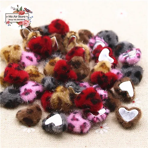 mix color 50pcs 50 шт. 16 мм леопардовая расцветка, меховая ткань, пуговицы в виде сердца, домашний сад, ремесла, кабошон, скрапбукинг, бант для волос, центр - Цвет: mix color 50pcs