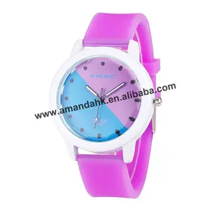 Wholsale Fashion Jelly Gel Silicon Girl Women Quartz Wrist Watch Candy Colors Dress Watches Color VK636