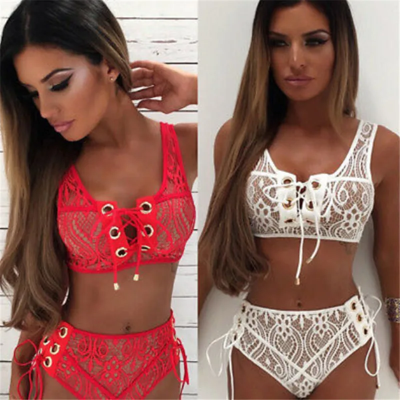 2017 женское Новое поступление кружевное бикини с лямкой на шее пуш ап пляжный