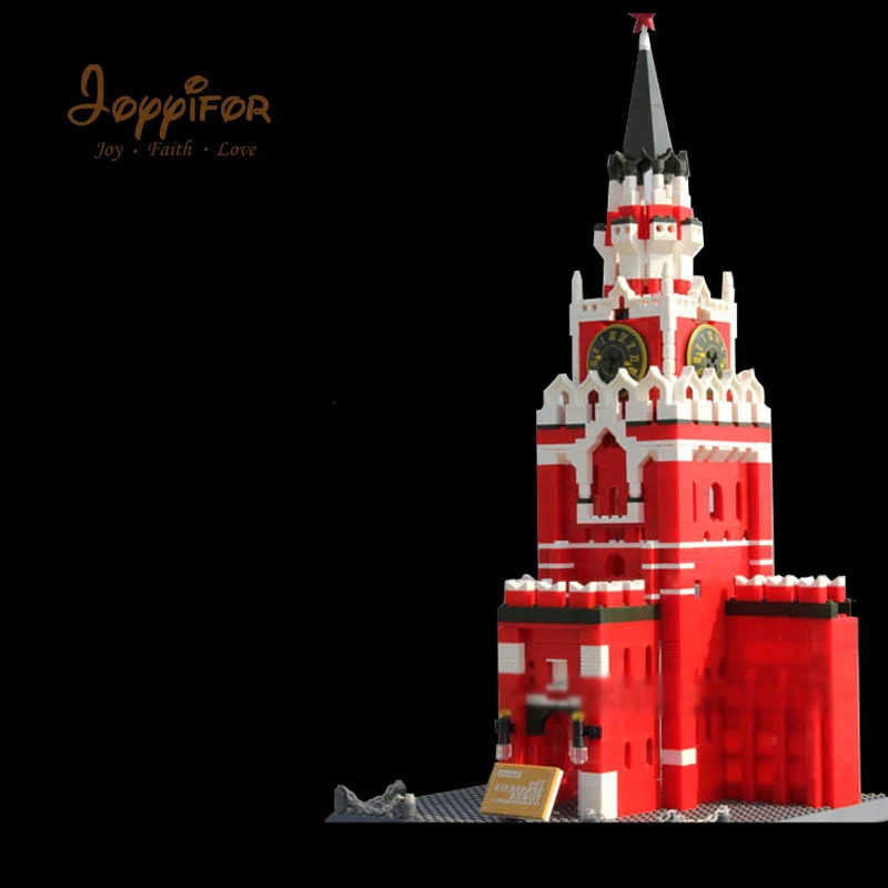 1048 шт. улица вид Спасская башня из кубиков игрушки строительный конструктор для детей Друзья ребенок совместим с - Цвет: Светло-зеленый