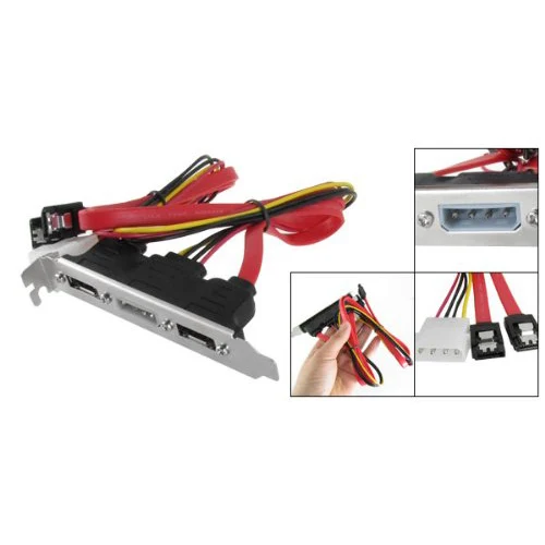 2-eSATA 4 Pin держатель с питанием Порты и разъёмы девушки SATA кабель для компьютера ПК