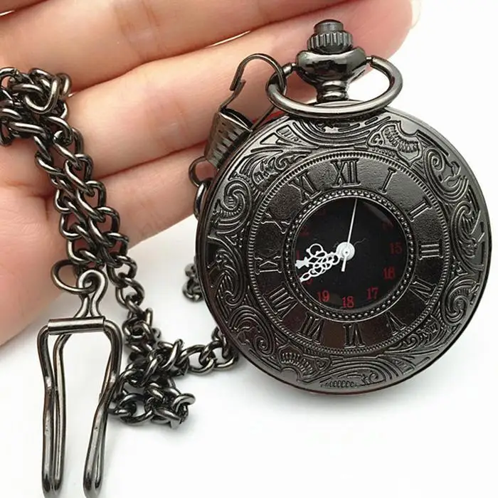 Унисекс круглые кварцевые карманные часы Half Hunter винтажные стильные на цепочке