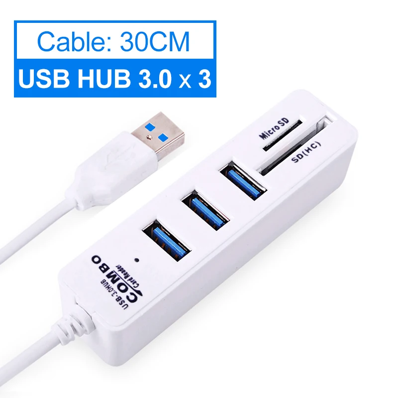 Мини usb-хаб 3,0 Мульти USB 3,0 концентратор USB разветвитель 3 порта концентратор с устройство для чтения карт SD TF 6 портов 2,0 Hab адаптер для ПК Аксессуары - Цвет: White 3.0