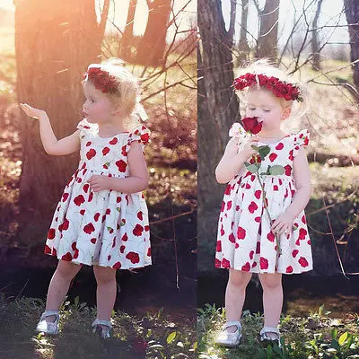 Новое Цветочное платье принцессы для девочек детская Праздничная красная