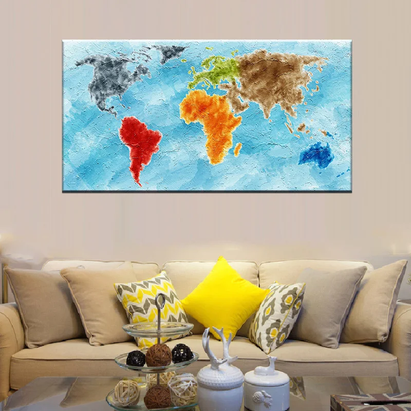 1 шт. натюрморт карты мира холст печать цветные синие настенные художественные