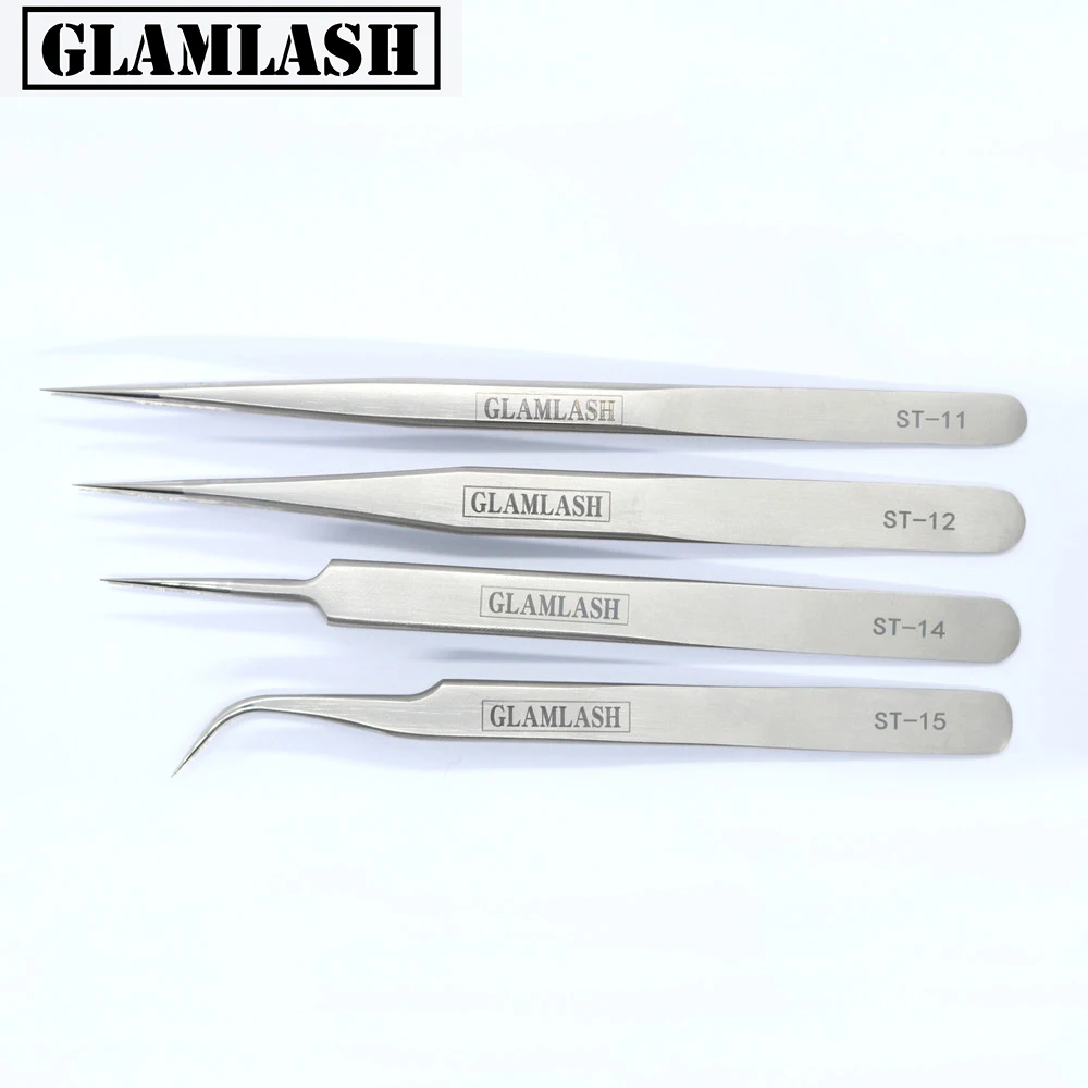 Glamlash ST-11 ST-12 ST-14 ST-15 серии анти-статический Пинцет изогнутые пинцеты наконечник Прямой пинцет Инструмент для макияжа