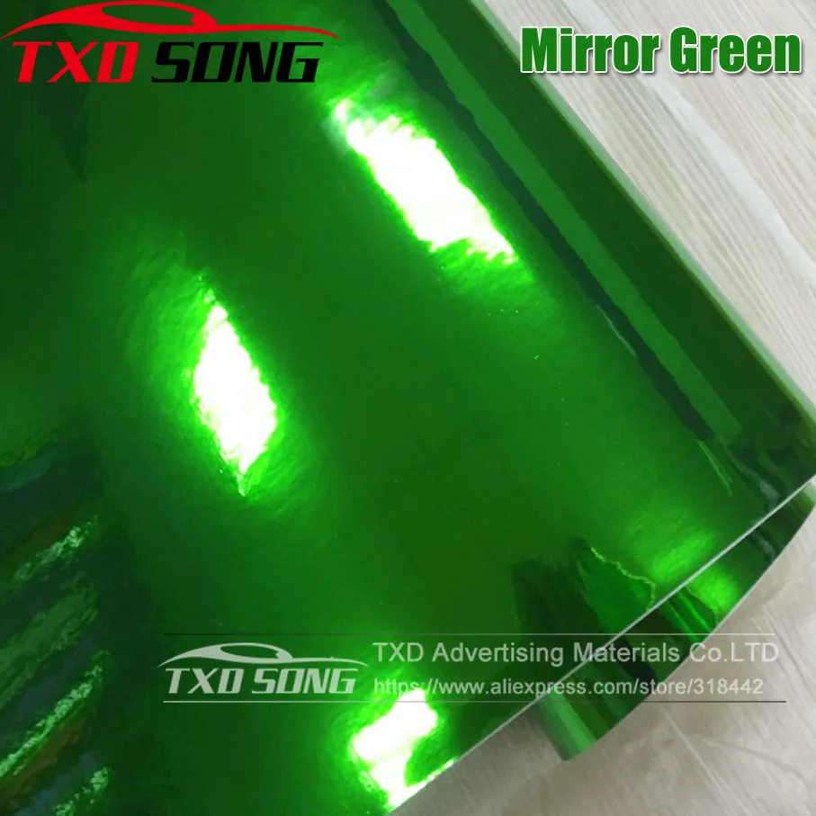 

50CM*100/200/300/400/500CM New Size High stretchable green silver Chrome Mirror flexible Vinyl Wrap Sheet Roll Film Car Vinyl