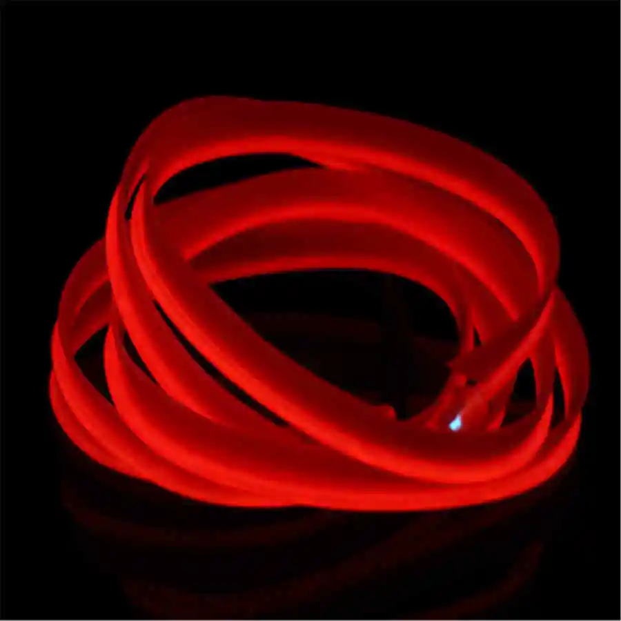 Red JingXiangFeng DIY светодиодный неоновый светильник для украшения 12 в 1-5 метров светодиодный светильник для салона автомобиля Гибкий EL холодный провод веревка труба линия приборной панели - Испускаемый цвет: Red