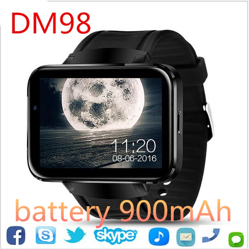 Android 5 1 dm98 smartwatch MTK6572 с 512 МБ/4 ГБ gps Bluetooth до сих пор жива 3g smart watch для xiaomi huawei samsung iphone