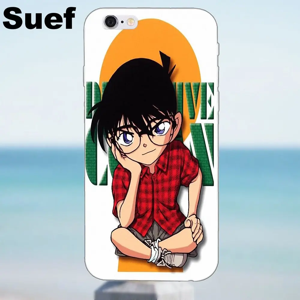 Мягкий телефон Capa детектив Conan edogawa для iPhone X 4 4S 5 5S 5C SE 6 6S 7 8 Plus Samsung Galaxy J1 J3 J5 J7 A3 A5 2016