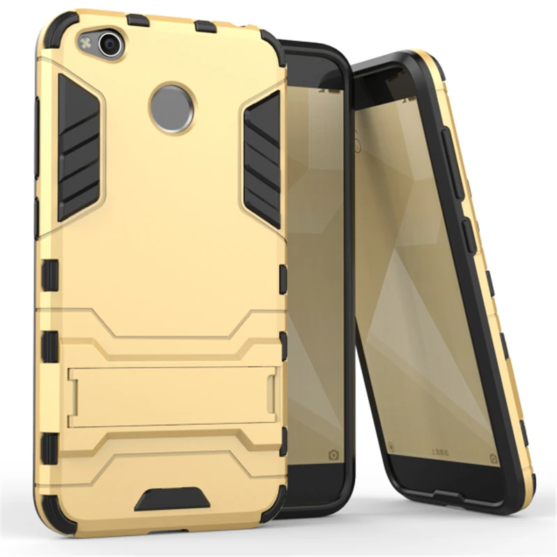 Armor Shockproof Phone Case For Xiaomi Redmi 4X Plastic+Silicone Hybrid Kickstand Hard Back Cover Capa 4 X |
