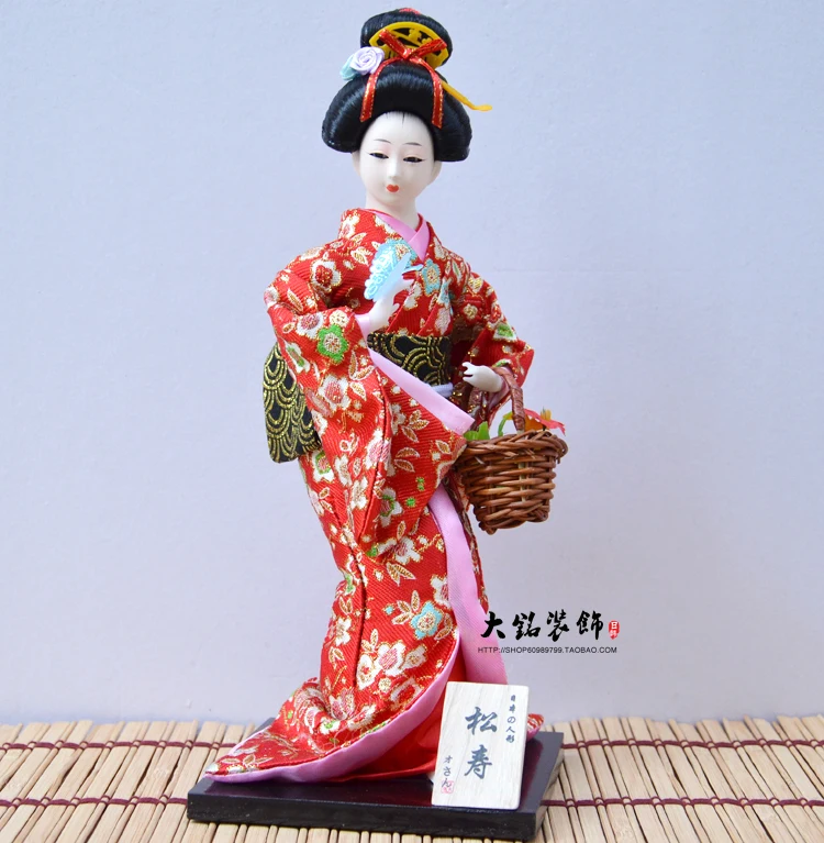Японская кукла гуманоида / Гейша Япония кимоно кукла / 12 дюймов y69 корзина Суншоу на.