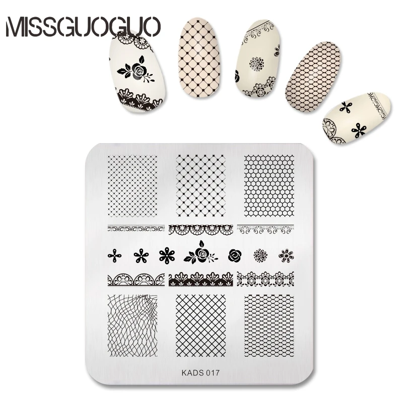 

grids & Rose & Lace Design Nail Art Stamp Stamping Image Plate Nail Template Manicure Stencil Tools