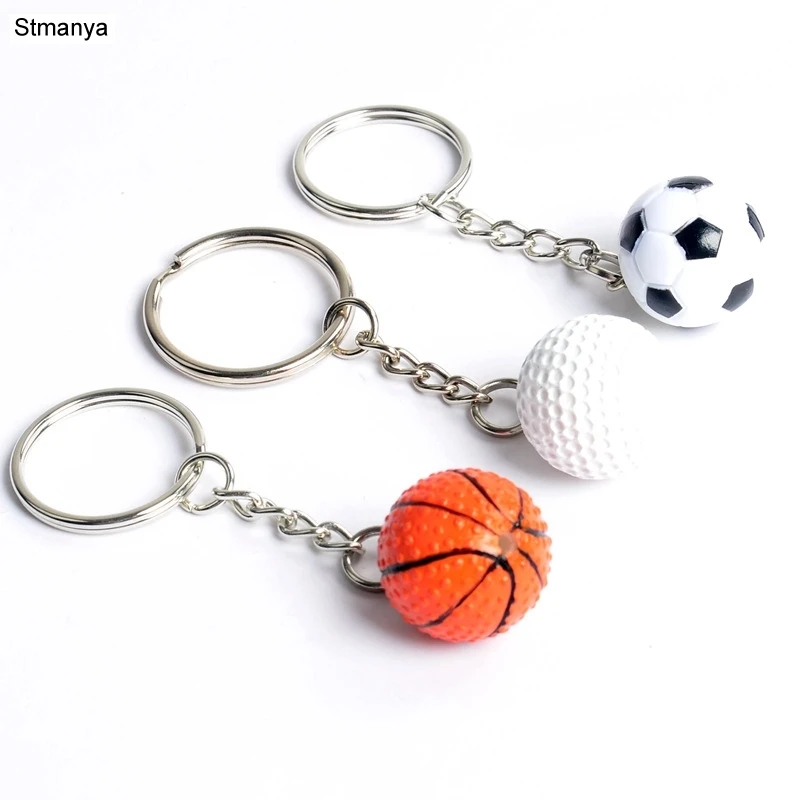 New Fashion Sports Keychain Car Key Chain Key Ring Football Basketball Golf ball Pendant Keyring For Favorite Sportsman's Gift