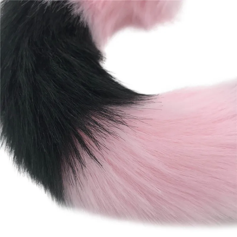 Pink and Black 40cm Fox Tail Anal Plug Metal Thread Butt Dilator Sex Toys for Female Masturbation Product H8-170C | Красота и