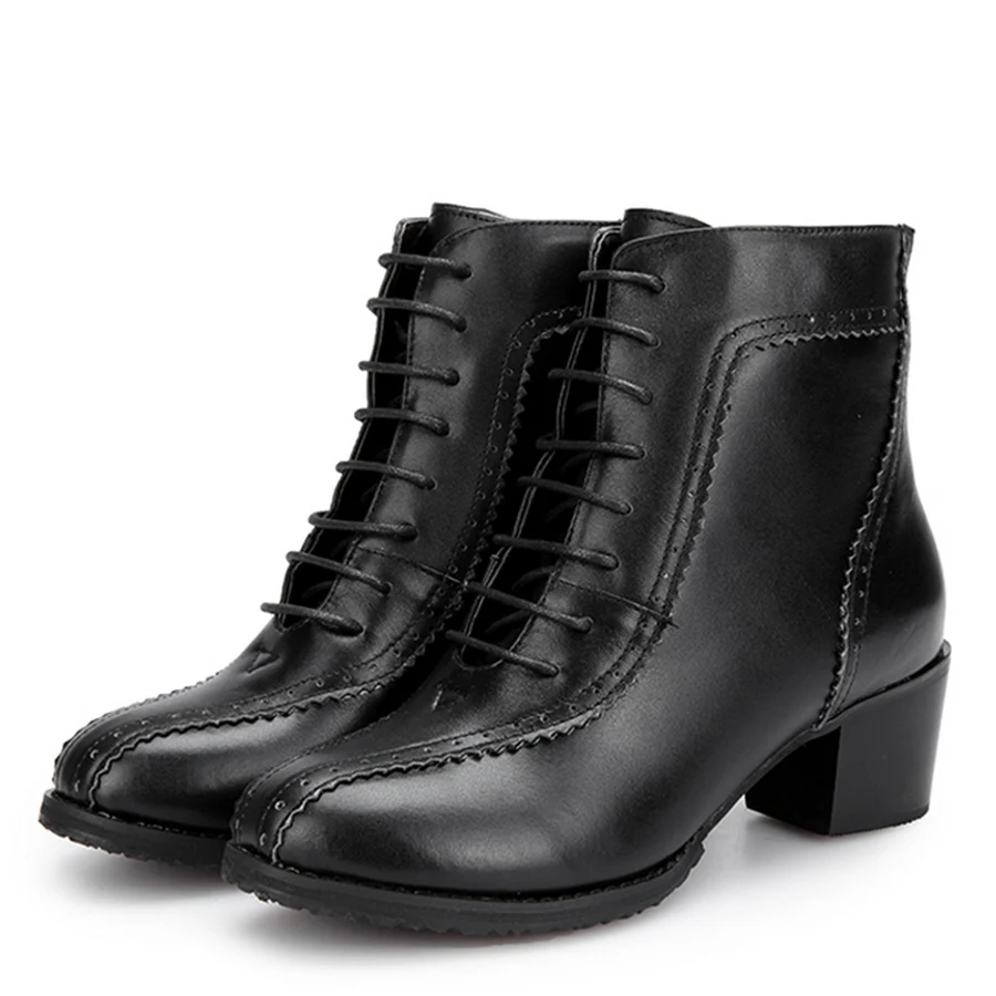 black 03 Женские зимние ботинки из натуральной коровьей кожи; удобная качественная мягкая обувь; фирменный дизайн; зимние ботинки ручной работы; Цвет Черный; с мехом - Цвет: black 03