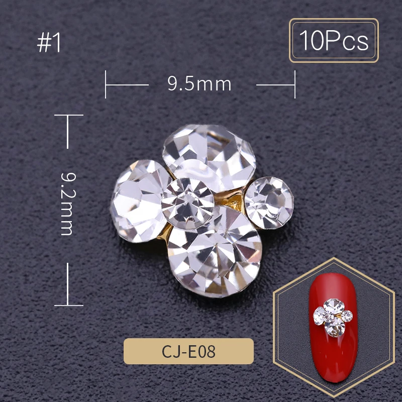 10Pcs Shining Crystal Nail Rhinestones Colorful Red Blue Mixed Size DIY Accessories Tips 3D Art Decorstions | Красота и здоровье