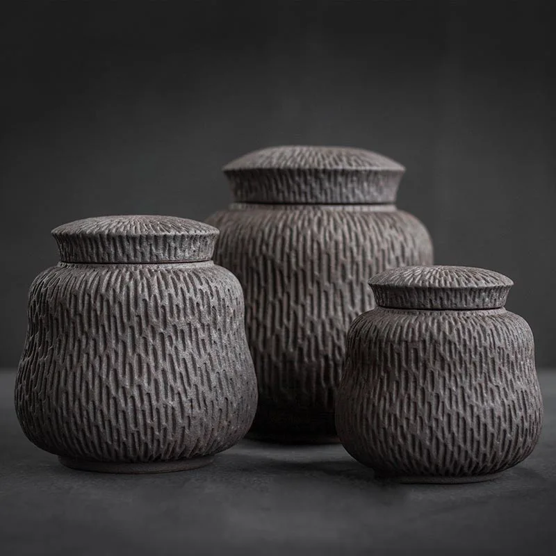 Черный дзен японский винтажный грубый керамический чайный набор ручной работы