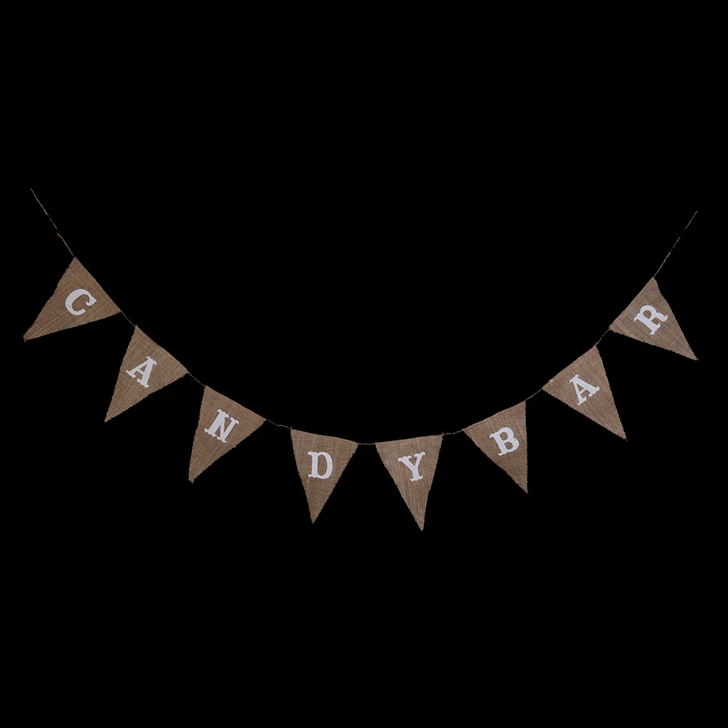 MagiDeal Hessian Bunting Rustic Linen CANDY BAR Pennant Garland Banners Party Supplies For Wedding Birthday Decoration | Дом и сад