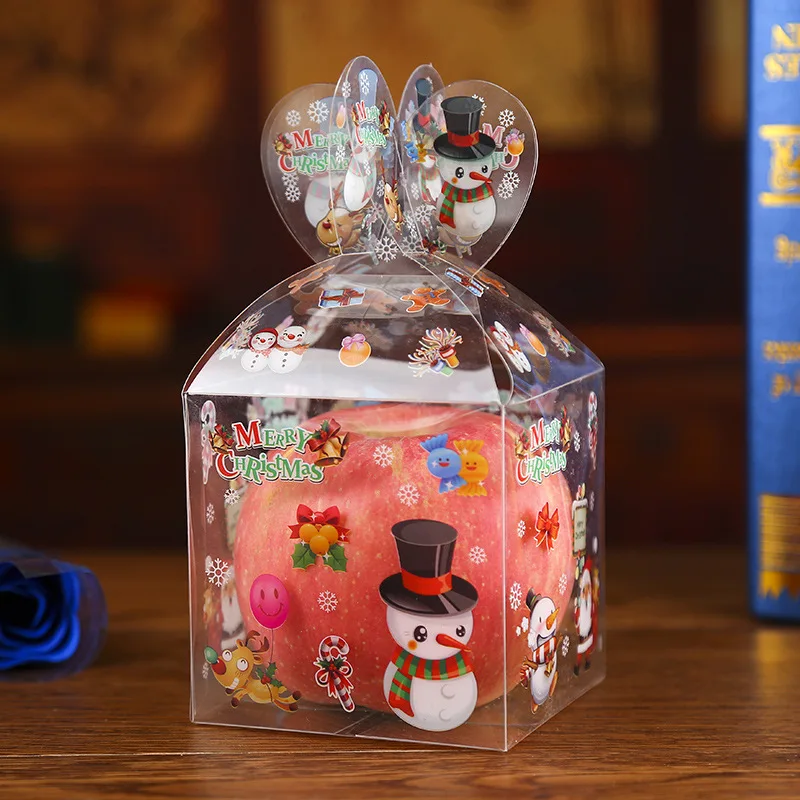 200pcs Christmas Even Clear Gift Box Xmas Printed Snowman Elk Santa Tree Treats Sweets Candy Apple Boxes Favors Wrap ZA4973 | Дом и сад