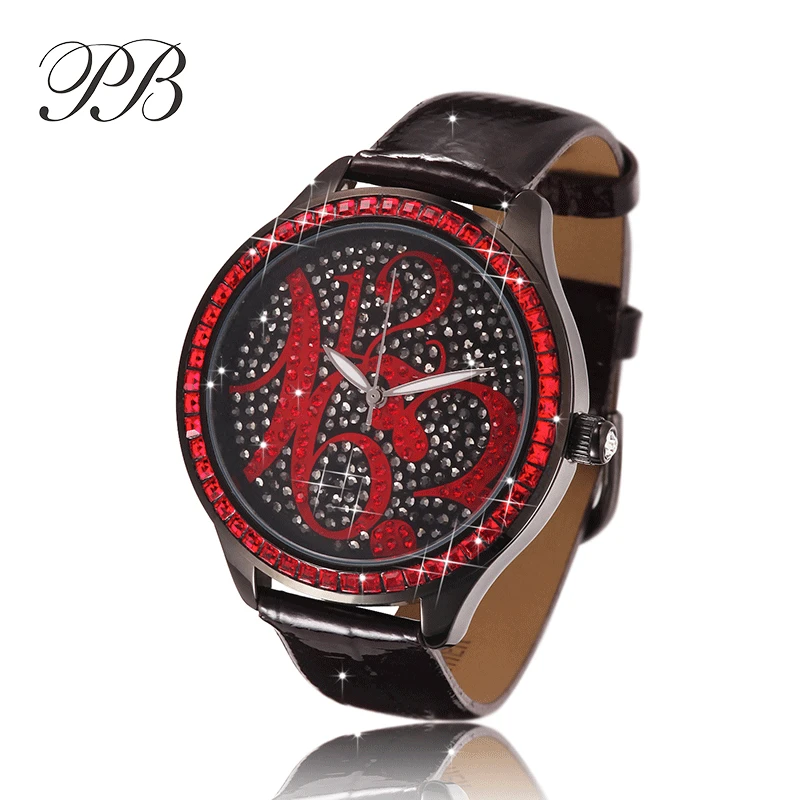 Известный классический бренд PB женские часы девушки горный хрусталь натуральная