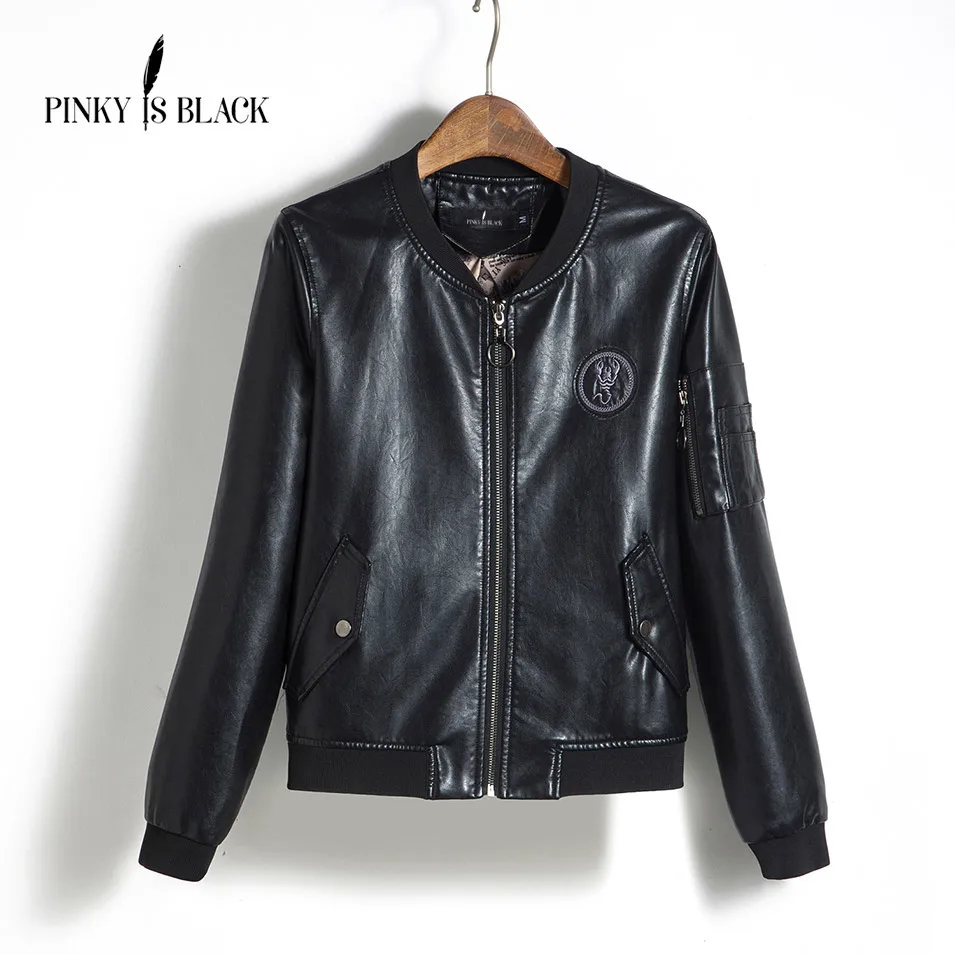 Pinky Is Black 2019 новая модная кожаная куртка для женщин epolet бейсбольная переменная