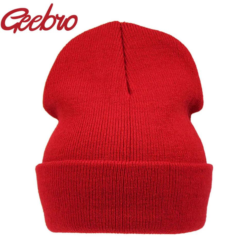 Однотонные повседневные облегающие шапки Geebro шапочка унисекс зимняя теплая