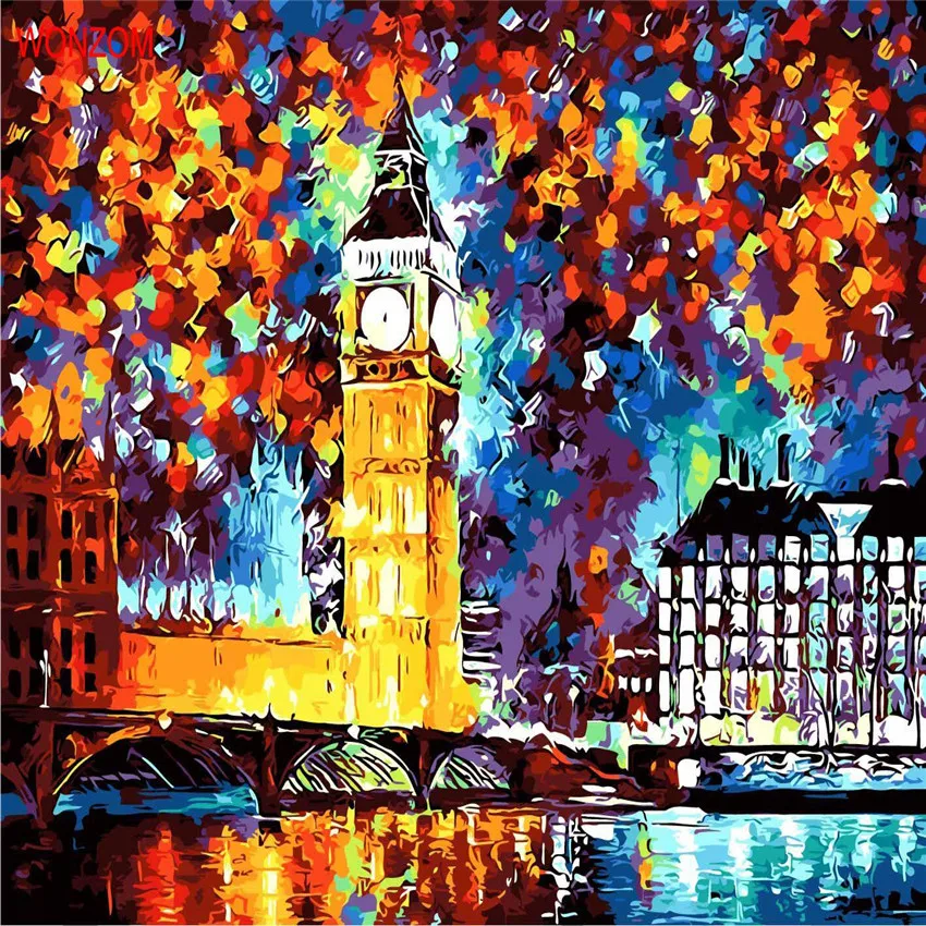 Набор для рисования по номерам на холсте ночной Лондон|abstract painting|london paintingpainting