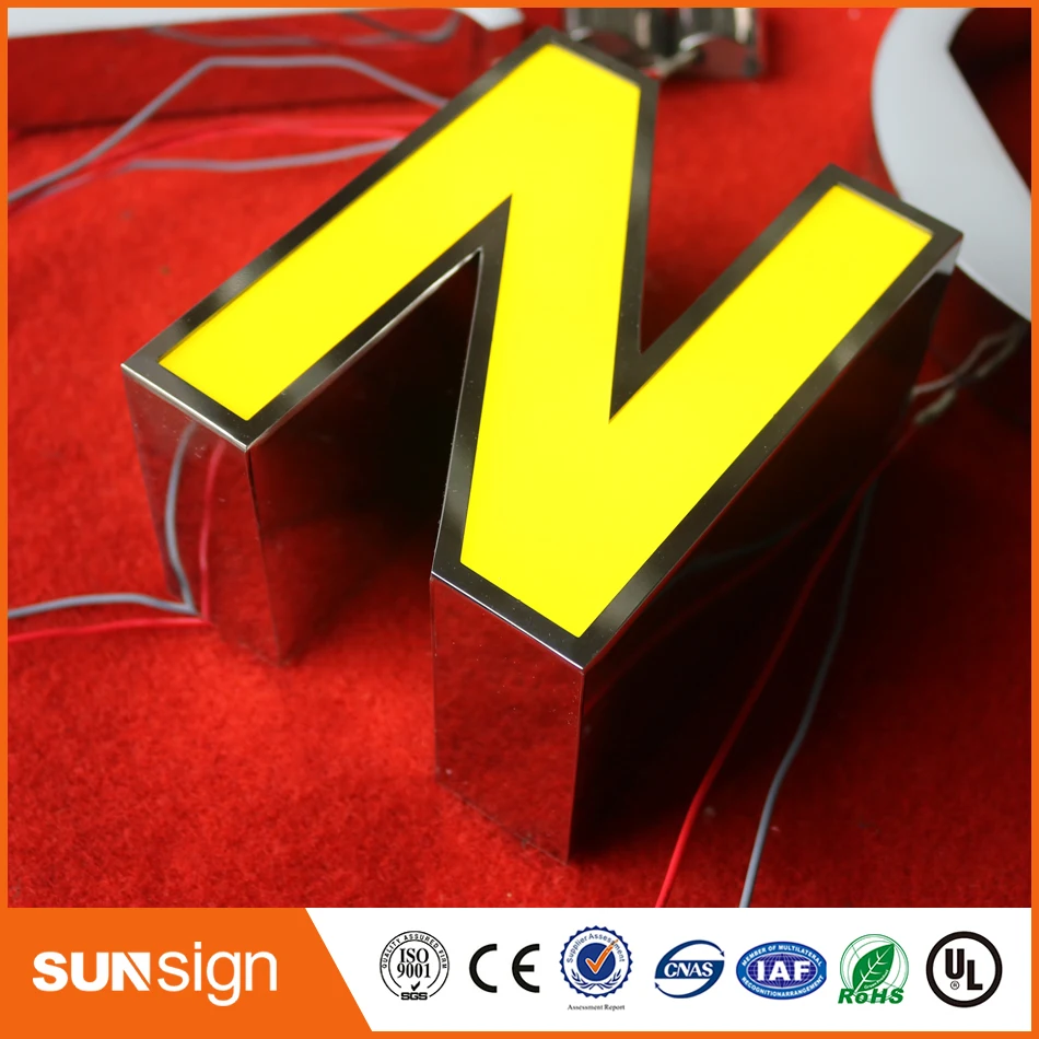 Горячая Распродажа световые 3d буквы в форме из нержавеющей стали|3d sign letters|sign
