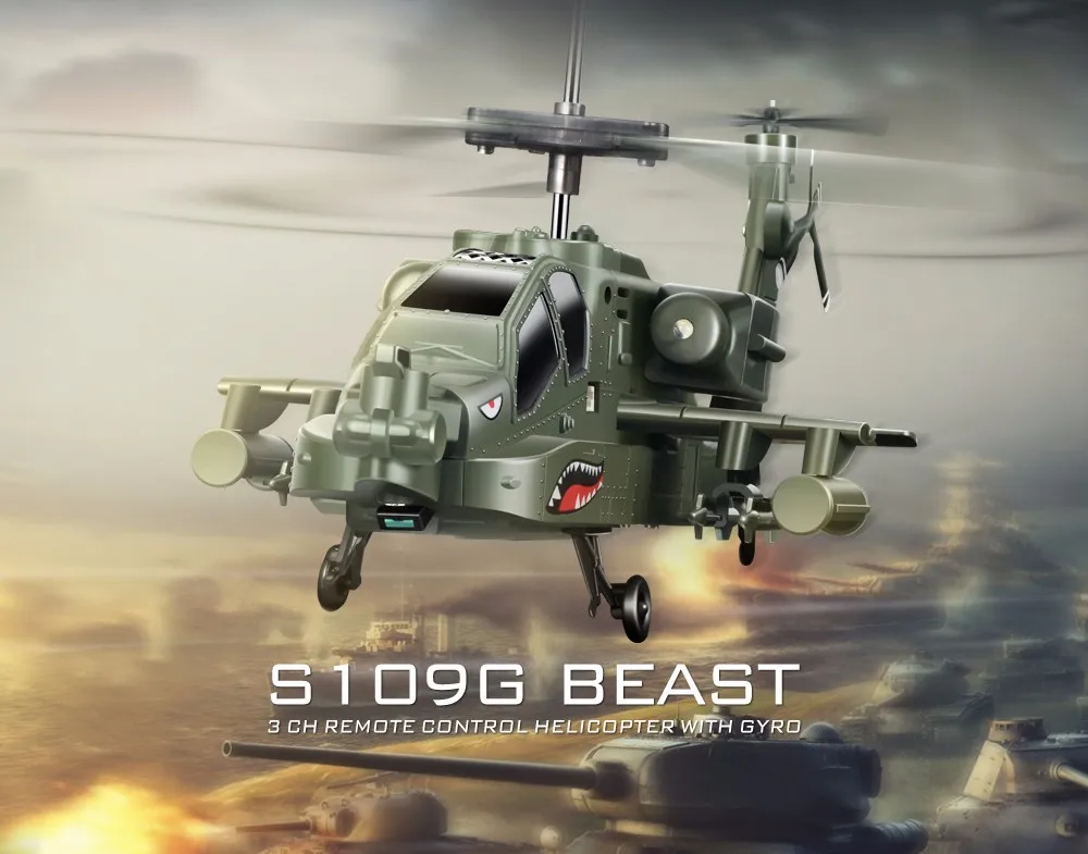 3.5CH Радиоуправляемый вертолет S109G AH-64 боевые самолеты Apache моделирование с светодиодный светильник летающие радиоуправляемые игрушки