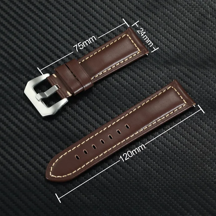 Classic Men Women Watch Crazy Horse Leather Strap Replacement Accessories Wristwatch Band Width 22mm 24mm Black/Brown/Coffee | Наручные
