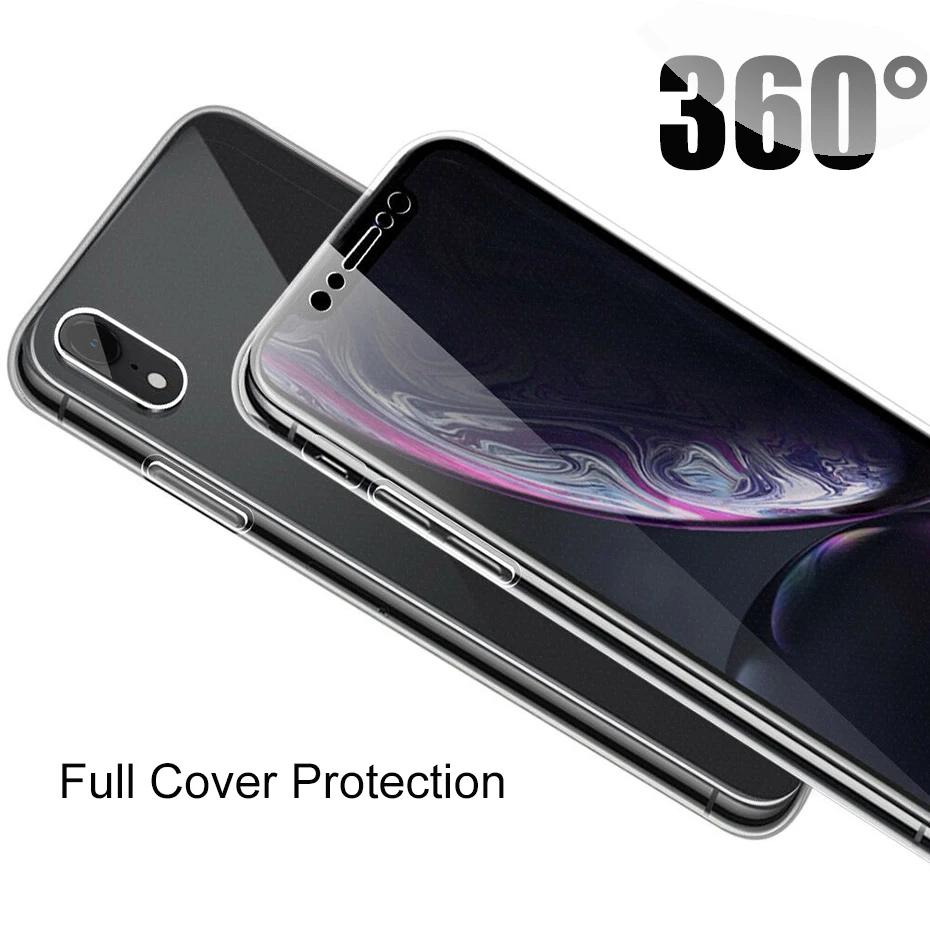 Luxury 360 Shockproof Silicone Full Cover For iPhone 7 X XR Transparent TPU PC Case 6 6s 8 Plus XS Max Phone |