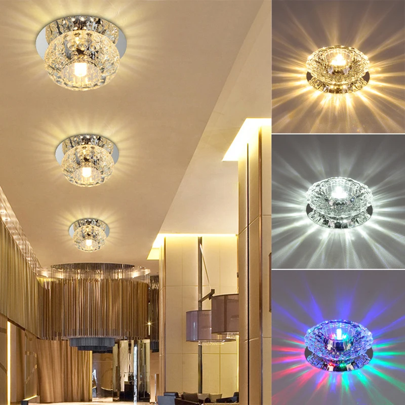 

Nordic Minimalist K9 Crystal LED Ceiling Lamp 3W Lamp Living Room Bedroom Porch Corridor Hotel Lobby Ceiling Lamp