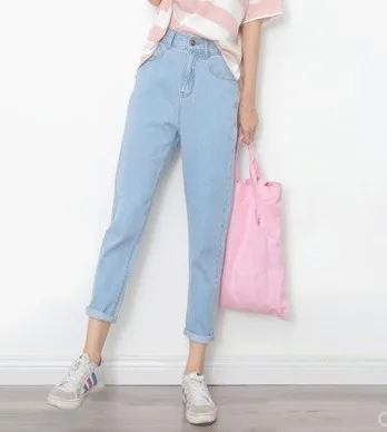 Light Blue Джинсы бойфренда женские модные синие Черные белые джинсы женские джинсовые шаровары повседневные брюки джинсы женские брюки свободные джинсы - Цвет: Light Blue