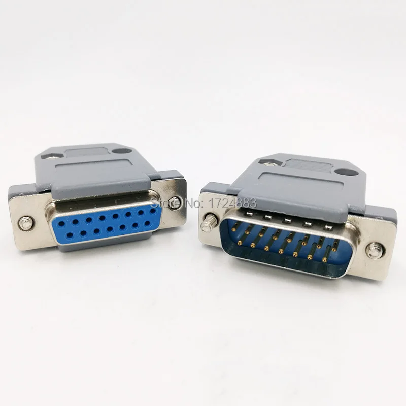 Connecteur DB15 à 2 rangées  trou/broche  femelle  mâle  adaptateur de prise D Sub DP15 + coque