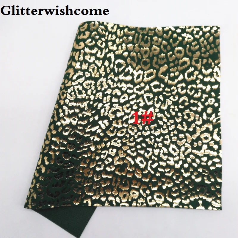 1 Glitterwishcome 21X29 см A4 Размер Vinil Para Lazos, листы из искусственной кожи, леопардовая искусственная кожа ткань для бантов, GM147A - Цвет: 1