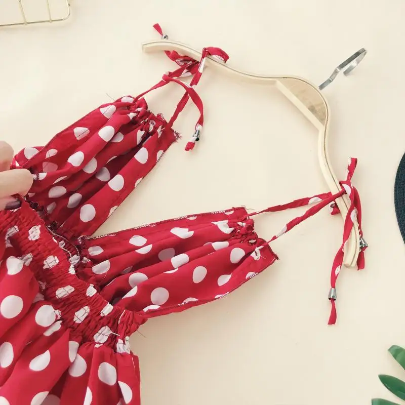 Женское праздничное платье ALPHALMODA в горошек с открытой спиной на бретельках v